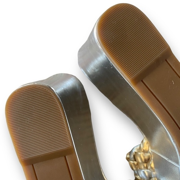 NINE WEST KAT 3 Metallic Silver & Gold Basketweave 4.5” Wedge NWOT Size … - Picture 8 of 11